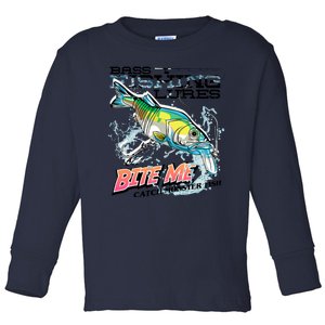 Funny Bass Bite Me Fishing Lures Toddler Long Sleeve Shirt