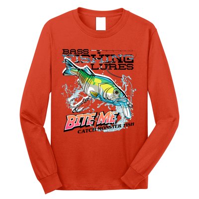 Funny Bass Bite Me Fishing Lures Long Sleeve Shirt