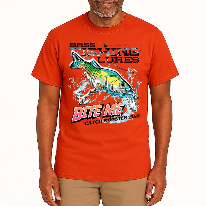 Funny Bass Bite Me Fishing Lures Tall T-Shirt