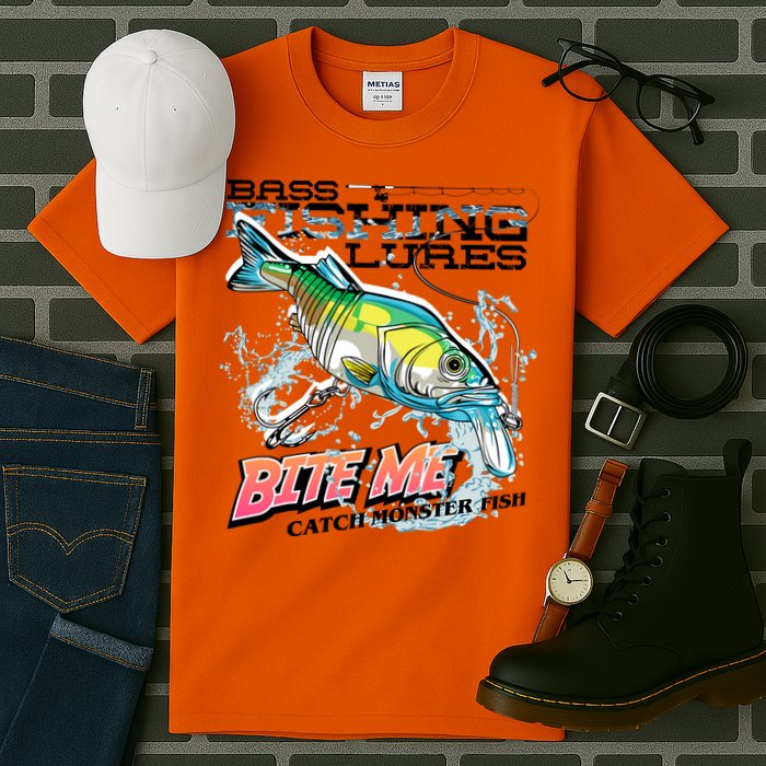 Funny Bass Bite Me Fishing Lures Tall T-Shirt