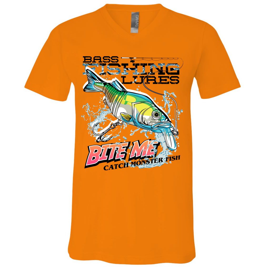 Funny Bass Bite Me Fishing Lures V-Neck T-Shirt