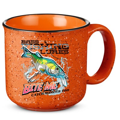 Funny Bass Bite Me Fishing Lures 15oz Campfire Ceramic Mug