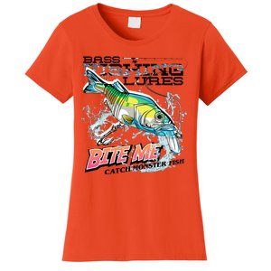 Funny Bass Bite Me Fishing Lures Women's T-Shirt