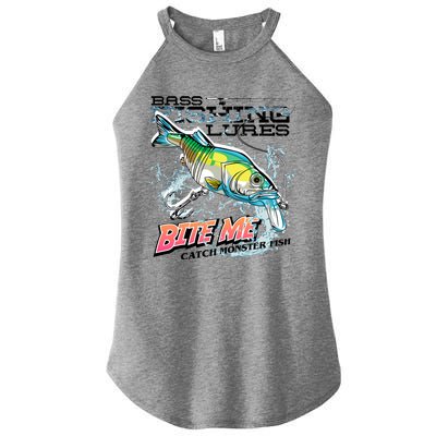 Funny Bass Bite Me Fishing Lures Women’s Perfect Tri Rocker Tank