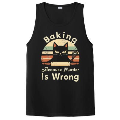 Funny Baking Because Murder Is Wrong Sarcastic Cat Lover PosiCharge Competitor Tank