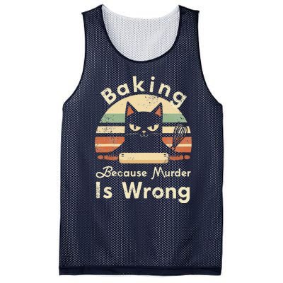 Funny Baking Because Murder Is Wrong Sarcastic Cat Lover Mesh Reversible Basketball Jersey Tank