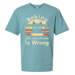 Funny Baking Because Murder Is Wrong Sarcastic Cat Lover Sueded Cloud Jersey T-Shirt