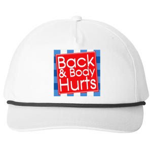 Funny Back Body Hurts Quote Workout Gym Top Snapback Five-Panel Rope Hat