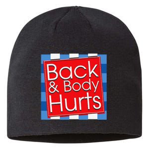 Funny Back Body Hurts Quote Workout Gym Top Sustainable Beanie