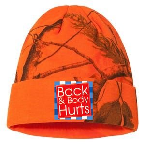 Funny Back Body Hurts Quote Workout Gym Top Kati Licensed 12" Camo Beanie