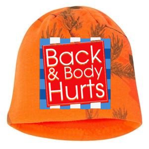 Funny Back Body Hurts Quote Workout Gym Top Kati - Camo Knit Beanie