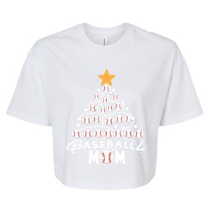 Funny Baseball Balls Christmas Tree Cool Baseball Mom Xmas Gift Bella+Canvas Jersey Crop Tee