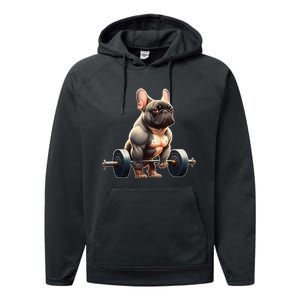 French Bulldog Bodybuilding Gym Frenchie Weightlifter Performance Fleece Hoodie