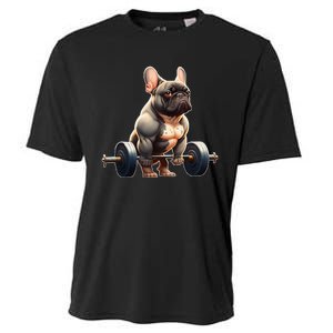 French Bulldog Bodybuilding Gym Frenchie Weightlifter Cooling Performance Crew T-Shirt