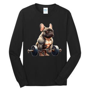 French Bulldog Bodybuilding Gym Frenchie Weightlifter Tall Long Sleeve T-Shirt