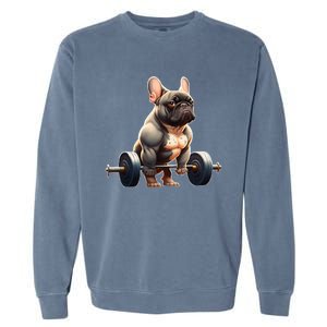 French Bulldog Bodybuilding Gym Frenchie Weightlifter Garment-Dyed Sweatshirt