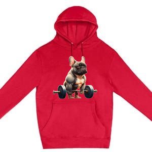 French Bulldog Bodybuilding Gym Frenchie Weightlifter Premium Pullover Hoodie