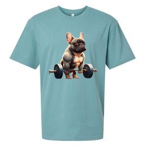 French Bulldog Bodybuilding Gym Frenchie Weightlifter Sueded Cloud Jersey T-Shirt