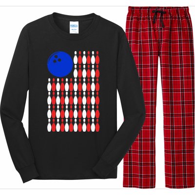 Funny Bowling Bowling Alley Gift Idea Retro Bowler Long Sleeve Pajama Set