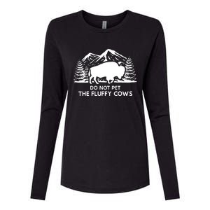 Funny Buffalo Bison Do Not Pet The Fluffy Cow Womens Cotton Relaxed Long Sleeve T-Shirt