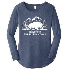 Funny Buffalo Bison Do Not Pet The Fluffy Cow Women's Perfect Tri Tunic Long Sleeve Shirt