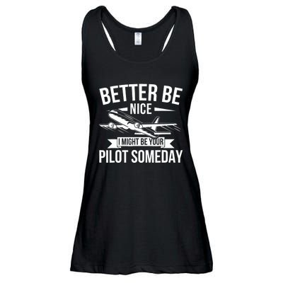 Funny Better Be Nice I Might Be Your Pilot Someday Ladies Essential Flowy Tank