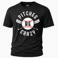 Funny Baseball Bat Pitches Be Crazy Cooling Performance Crew T-Shirt