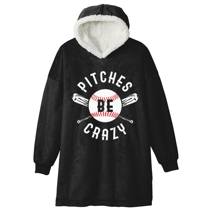 Funny Baseball Bat Pitches Be Crazy Hooded Wearable Blanket