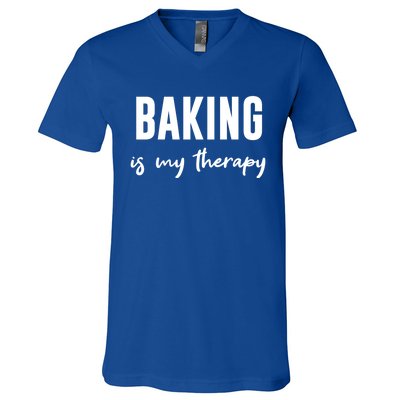 Funny Baking Baker Cookie Baking Is My Therapy Gift V-Neck T-Shirt