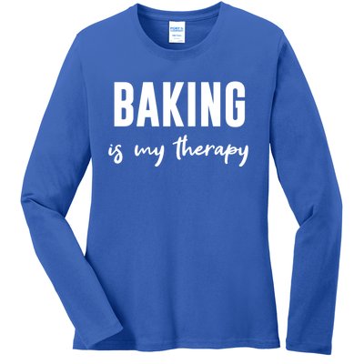 Funny Baking Baker Cookie Baking Is My Therapy Gift Ladies Long Sleeve Shirt