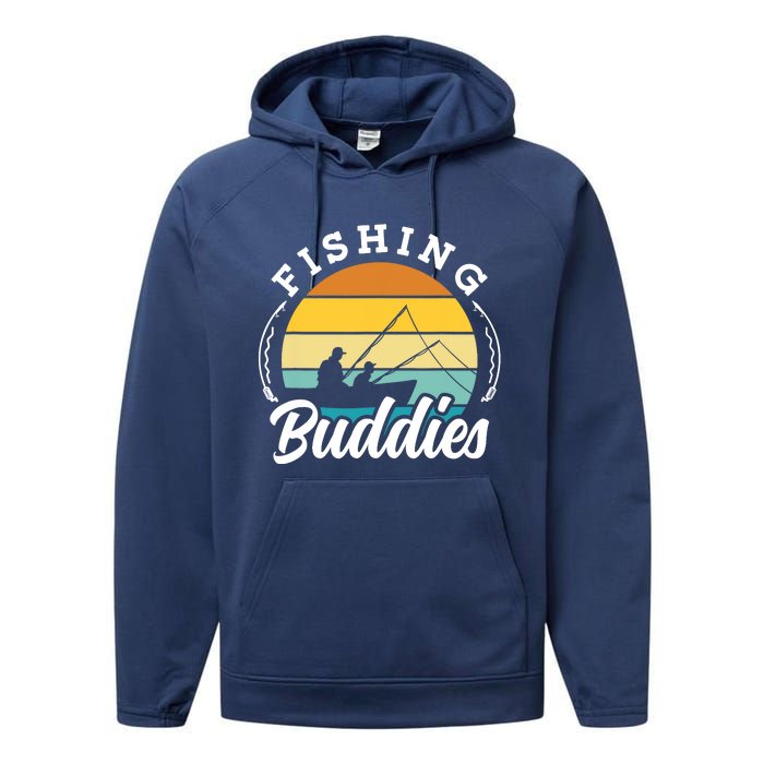 Fishing Buddies Buddy Fisher Fisherman Performance Fleece Hoodie