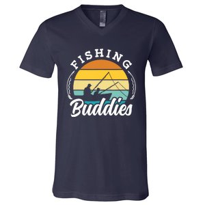 Fishing Buddies Buddy Fisher Fisherman V-Neck T-Shirt