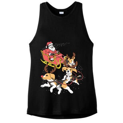 Funny Beagle Christmas Tee For Cute Dog Lovers Ladies PosiCharge Tri-Blend Wicking Tank