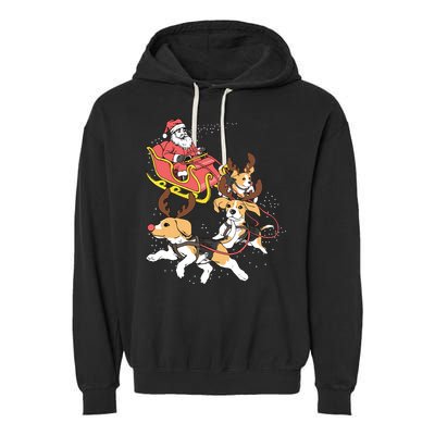 Funny Beagle Christmas Tee For Cute Dog Lovers Garment-Dyed Fleece Hoodie
