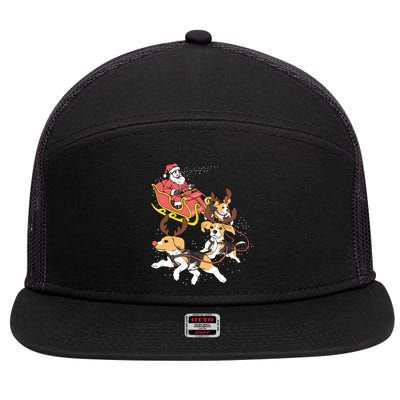 Funny Beagle Christmas Tee For Cute Dog Lovers 7 Panel Mesh Trucker Snapback Hat
