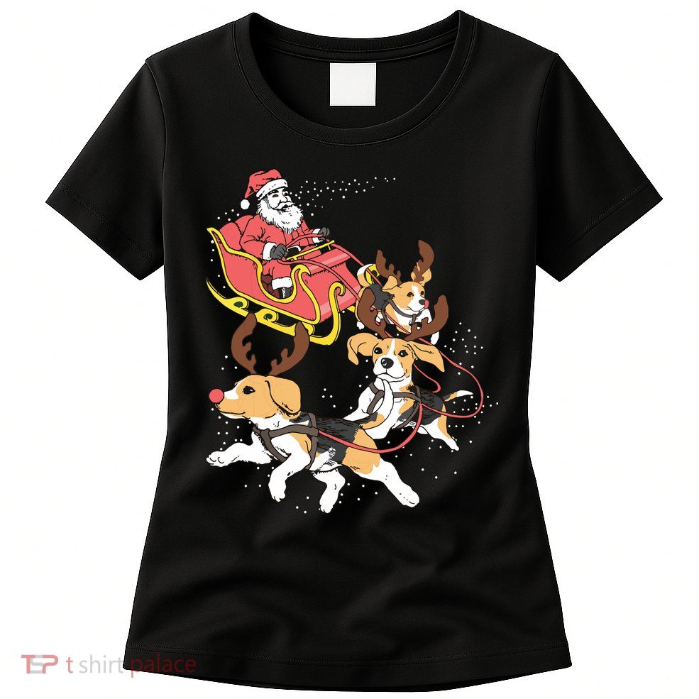 Funny Beagle Christmas Tee For Cute Dog Lovers Womens T-Shirt