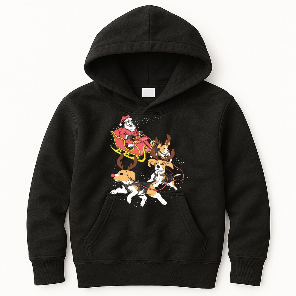 Funny Beagle Christmas Tee For Cute Dog Lovers Kids Hoodie