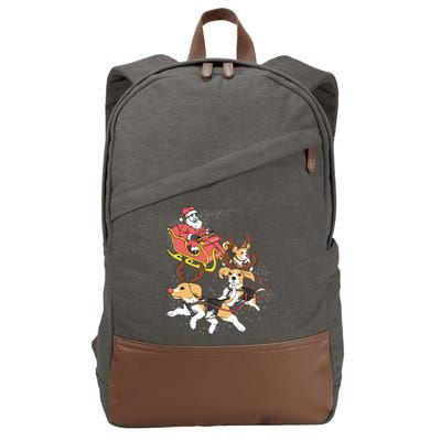 Funny Beagle Christmas Tee For Cute Dog Lovers Cotton Canvas Backpack