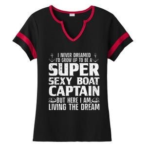 Funny Boat Captain Design For Men Women Boating Boat Captain Ladies Halftime Notch Neck Tee