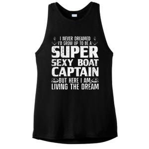 Funny Boat Captain Design For Men Women Boating Boat Captain Ladies PosiCharge Tri-Blend Wicking Tank