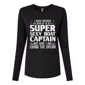 Funny Boat Captain Design For Men Women Boating Boat Captain Womens Cotton Relaxed Long Sleeve T-Shirt