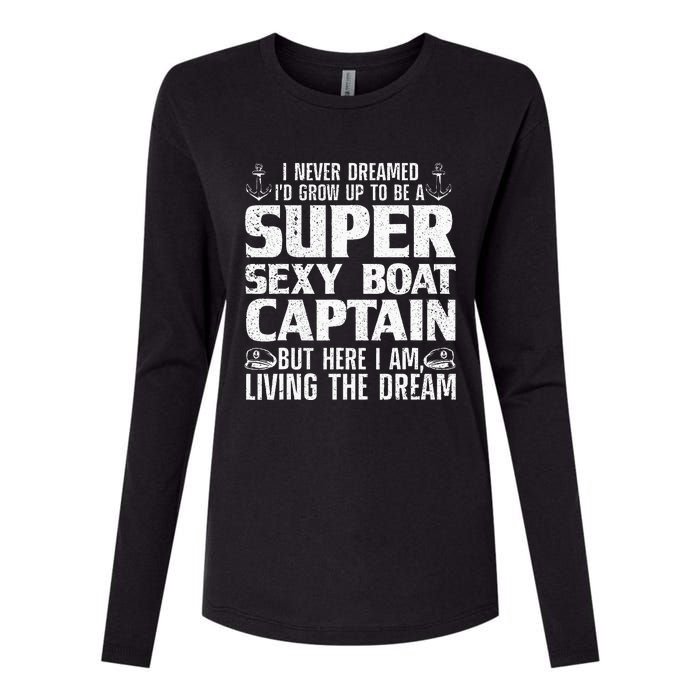 Funny Boat Captain Design For Men Women Boating Boat Captain Womens Cotton Relaxed Long Sleeve T-Shirt