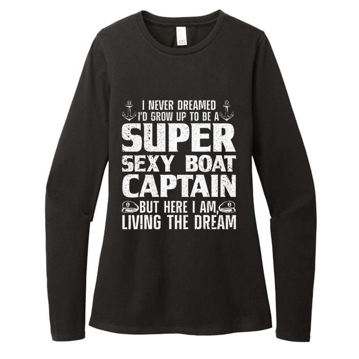 Funny Boat Captain Design For Men Women Boating Boat Captain Womens CVC Long Sleeve Shirt