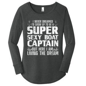 Funny Boat Captain Design For Men Women Boating Boat Captain Women's Perfect Tri Tunic Long Sleeve Shirt