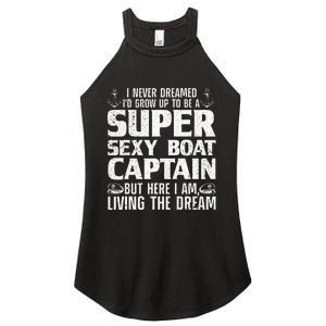 Funny Boat Captain Design For Men Women Boating Boat Captain Women's Perfect Tri Rocker Tank