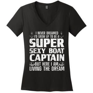 Funny Boat Captain Design For Men Women Boating Boat Captain Women's V-Neck T-Shirt