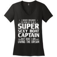 Funny Boat Captain Design For Men Women Boating Boat Captain Women's V-Neck T-Shirt