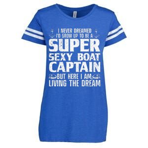 Funny Boat Captain Design For Men Women Boating Boat Captain Enza Ladies Jersey Football T-Shirt