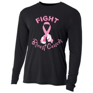 Fight Breast Cancer Boxing Gloves Breast Cancer Awareness Cooling Performance Long Sleeve Crew