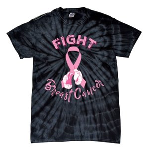 Fight Breast Cancer Boxing Gloves Breast Cancer Awareness Tie-Dye T-Shirt